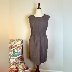 CALVIN KLEIN grey-brown sheath dress ruching slimming detail, Women’s Size 10